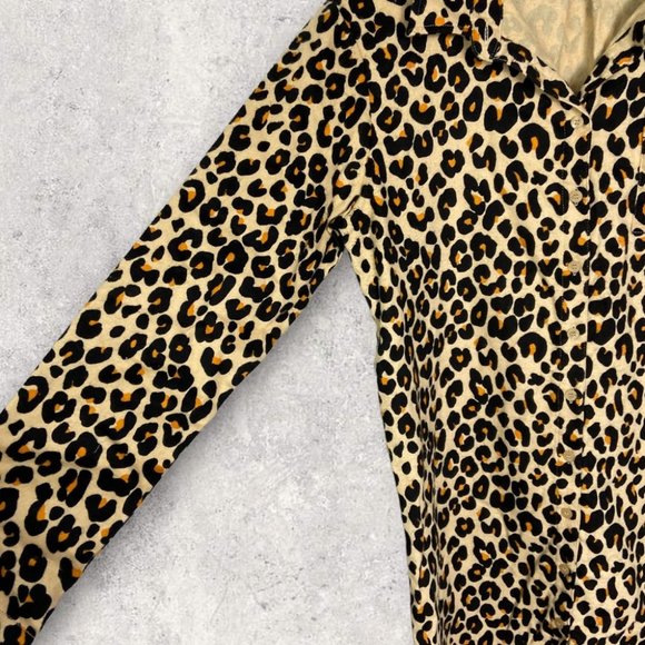 NEW Nordstrom Leopard Print Cotton Flannel Pajama Dress Nightshirt Size Medium - Picture 9 of 14